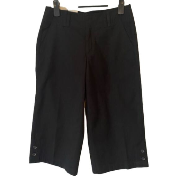 DOCKERS Lightweight Black Wide Leg Capri Vacation Summer Travel Pants Size 4 - Picture 1 of 13